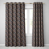 Oriental Crane Birds Pagoda Scenic Detailed Seamless Pattern  Readymade Eyelet Ring Top Thermal 100% Blackout Curtains