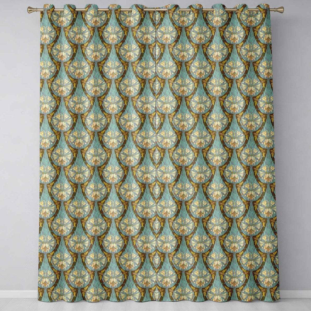 Art Nouveau Lily Flowers with Moths Decorative Seamless Pattern  Readymade Eyelet Ring Top Thermal 100% Blackout Curtains