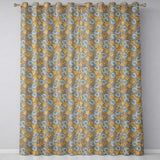 Ornate Vintage Floral Swirl Pattern with Yellow Blue Details Seamless Pattern  Readymade Eyelet Ring Top Thermal 100% Blackout Curtains