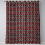 Elegant Black Background Red Floral Baroque Damask Seamless Pattern  Readymade Eyelet Ring Top Thermal 100% Blackout Curtains
