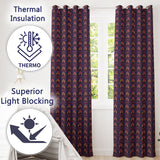 Bold Purple and Magenta Floral Damask Luxury Seamless Pattern  Readymade Eyelet Ring Top Thermal 100% Blackout Curtains