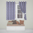 Elegant Blue and Red Watercolor Floral Damask Seamless Pattern  Readymade Eyelet Ring Top Thermal 100% Blackout Curtains