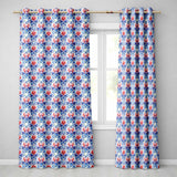 Elegant Blue and Red Watercolor Floral Damask Seamless Pattern  Readymade Eyelet Ring Top Thermal 100% Blackout Curtains