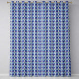Cool Blue and Teal Watercolor Floral Ornamental Seamless Pattern  Readymade Eyelet Ring Top Thermal 100% Blackout Curtains