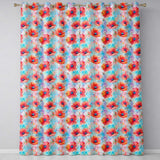 Bright Poppy Flowers on Soft Blue Watercolor Background Seamless Pattern  Readymade Eyelet Ring Top Thermal 100% Blackout Curtains