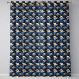 Detailed Blue Tone Eagle Wildlife Seamless Pattern  Readymade Eyelet Ring Top Thermal 100% Blackout Curtains