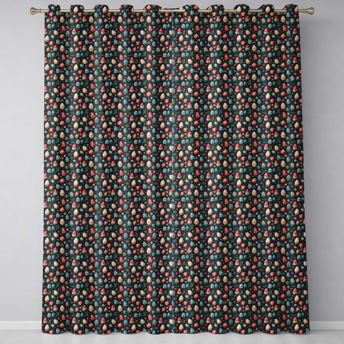Elegant Floral Easter Eggs with Botanical Details Seamless Pattern  Readymade Eyelet Ring Top Thermal 100% Blackout Curtains