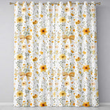 Elegant Yellow Floral Bow Botanical Seamless Pattern  Readymade Eyelet Ring Top Thermal 100% Blackout Curtains