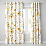 Elegant Yellow Floral Bow Botanical Seamless Pattern  Readymade Eyelet Ring Top Thermal 100% Blackout Curtains
