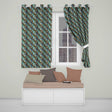 Artistic Blue Woodpecker on Tree Branch Seamless Pattern  Readymade Eyelet Ring Top Thermal 100% Blackout Curtains