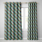 Artistic Blue Woodpecker on Tree Branch Seamless Pattern  Readymade Eyelet Ring Top Thermal 100% Blackout Curtains