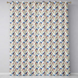 Elegant Blue and Red Birds with Floral Branch Seamless Pattern  Readymade Eyelet Ring Top Thermal 100% Blackout Curtains