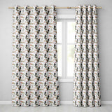 Classic Black White Woodpecker with Berry Branch Seamless Pattern  Readymade Eyelet Ring Top Thermal 100% Blackout Curtains