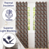Decorative Bird with Red Berry Branch Seamless Pattern  Readymade Eyelet Ring Top Thermal 100% Blackout Curtains