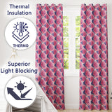 Pink Dahlia Floral Bloom with Soft Purple Leaves Seamless Pattern  Readymade Eyelet Ring Top Thermal 100% Blackout Curtains