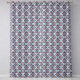 Blue and Red Floral Mandala Tile Seamless Pattern  Readymade Eyelet Ring Top Thermal 100% Blackout Curtains