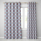Blue and Red Floral Mandala Tile Seamless Pattern  Readymade Eyelet Ring Top Thermal 100% Blackout Curtains