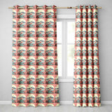 Elegant Flamingo Lake with Cherry Blossom and Mountain Scene Seamless Pattern  Readymade Eyelet Ring Top Thermal 100% Blackout Curtains