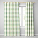 Green and Cream Plaid Check  Texture Seamless Pattern  Readymade Eyelet Ring Top Thermal 100% Blackout Curtains