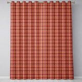 Warm Earth Tone Woven Stripe Textile Seamless Pattern  Readymade Eyelet Ring Top Thermal 100% Blackout Curtains