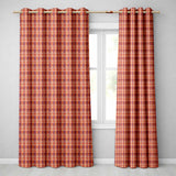 Warm Earth Tone Woven Stripe Textile Seamless Pattern  Readymade Eyelet Ring Top Thermal 100% Blackout Curtains