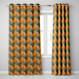 Abstract Gold and Teal Oil Paint Texture Seamless Pattern  Readymade Eyelet Ring Top Thermal 100% Blackout Curtains