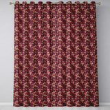 Luxury Red and Gold Ornate Floral Baroque Seamless Pattern  Readymade Eyelet Ring Top Thermal 100% Blackout Curtains