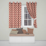 Vintage Red Floral Bouquet Damask Seamless Pattern  Readymade Eyelet Ring Top Thermal 100% Blackout Curtains