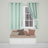 Delicate White Floral on Mint Green Seamless Pattern  Readymade Eyelet Ring Top Thermal 100% Blackout Curtains
