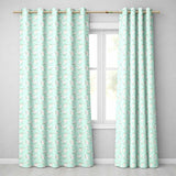 Delicate White Floral on Mint Green Seamless Pattern  Readymade Eyelet Ring Top Thermal 100% Blackout Curtains