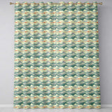 Ocean Waves with Flying Seabirds Scenic Seamless Pattern  Readymade Eyelet Ring Top Thermal 100% Blackout Curtains