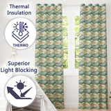 Ocean Waves with Flying Seabirds Scenic Seamless Pattern  Readymade Eyelet Ring Top Thermal 100% Blackout Curtains