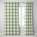 Ocean Waves with Flying Seabirds Scenic Seamless Pattern  Readymade Eyelet Ring Top Thermal 100% Blackout Curtains