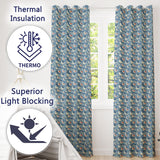 Stylized Seagulls with Abstract Ocean Shapes Seamless Pattern  Readymade Eyelet Ring Top Thermal 100% Blackout Curtains