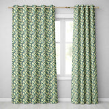 Elegant Blue Floral Branches on Cream Background Seamless Pattern  Readymade Eyelet Ring Top Thermal 100% Blackout Curtains