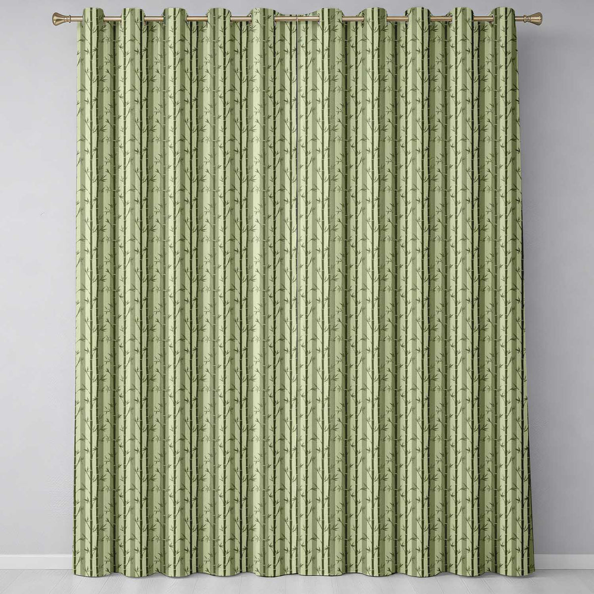 Striped Bamboo Stems with Leaves Minimal Seamless Pattern  Readymade Eyelet Ring Top Thermal 100% Blackout Curtains