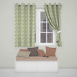 Light Green Bamboo Leaves with Soft White Background Seamless Pattern  Readymade Eyelet Ring Top Thermal 100% Blackout Curtains