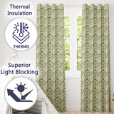 Light Green Bamboo Leaves with Soft White Background Seamless Pattern  Readymade Eyelet Ring Top Thermal 100% Blackout Curtains