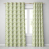 Light Green Bamboo Leaves with Soft White Background Seamless Pattern  Readymade Eyelet Ring Top Thermal 100% Blackout Curtains