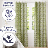 Natural Bamboo Stalks with Subtle Leaf Details Seamless Pattern  Readymade Eyelet Ring Top Thermal 100% Blackout Curtains