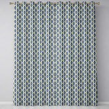 Navy Blue Pineapple Folk Art Style Seamless Pattern  Readymade Eyelet Ring Top Thermal 100% Blackout Curtains