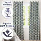 Navy Blue Pineapple Folk Art Style Seamless Pattern  Readymade Eyelet Ring Top Thermal 100% Blackout Curtains