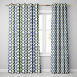 Navy Blue Pineapple Folk Art Style Seamless Pattern  Readymade Eyelet Ring Top Thermal 100% Blackout Curtains
