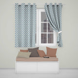 Soft Blue Lotus Style Floral Repeat Seamless Pattern  Readymade Eyelet Ring Top Thermal 100% Blackout Curtains