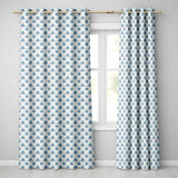 Soft Blue Lotus Style Floral Repeat Seamless Pattern  Readymade Eyelet Ring Top Thermal 100% Blackout Curtains