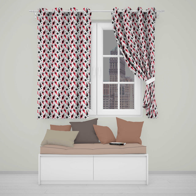 Red Black Paint Splatter Grunge Abstract Seamless Pattern  Readymade Eyelet Ring Top Thermal 100% Blackout Curtains