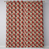 Red Floral Vintage Garden Seamless Pattern  Readymade Eyelet Ring Top Thermal 100% Blackout Curtains
