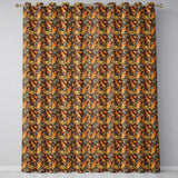Golden Orange Ornamental Paisley Leaf Swirl Seamless Pattern  Readymade Eyelet Ring Top Thermal 100% Blackout Curtains