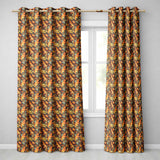 Golden Orange Ornamental Paisley Leaf Swirl Seamless Pattern  Readymade Eyelet Ring Top Thermal 100% Blackout Curtains