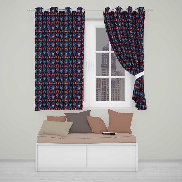 Vibrant Stained Glass Gothic Arch Multicolour Seamless Pattern  Readymade Eyelet Ring Top Thermal 100% Blackout Curtains